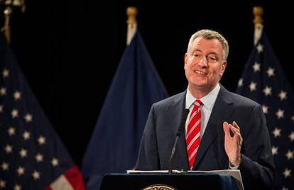 El alcalde de Nueva York, Bill de Blasio, en un acto público en enero de este año.