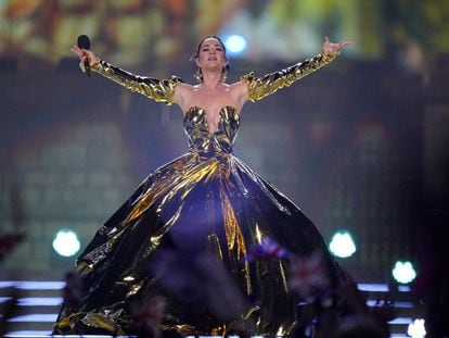 Katy Perry en un momento de su actuación en el concierto.