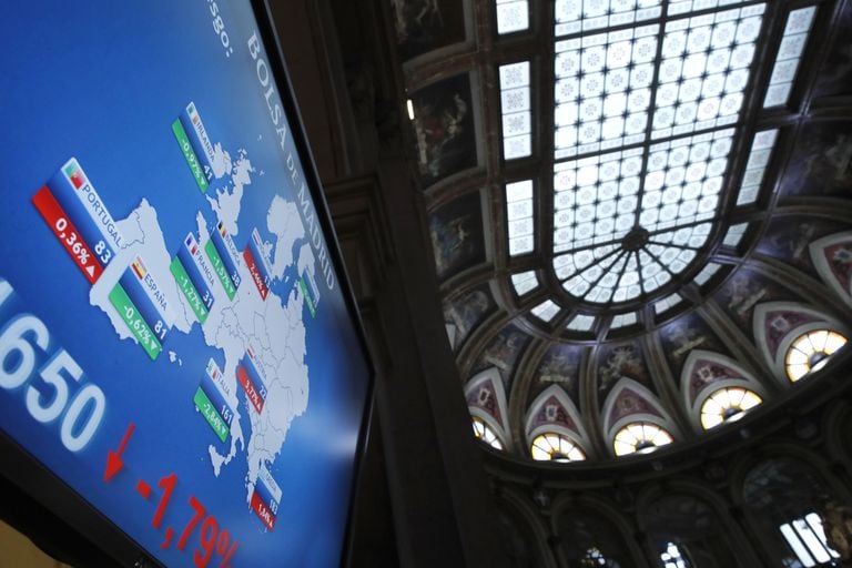 Panel de la Bolsa de Madrid a principios de marzo.