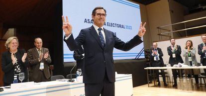 El presidente de CEOE, Antonio Garamendi, tras ser reelegido el pasado 23 de noviembre.