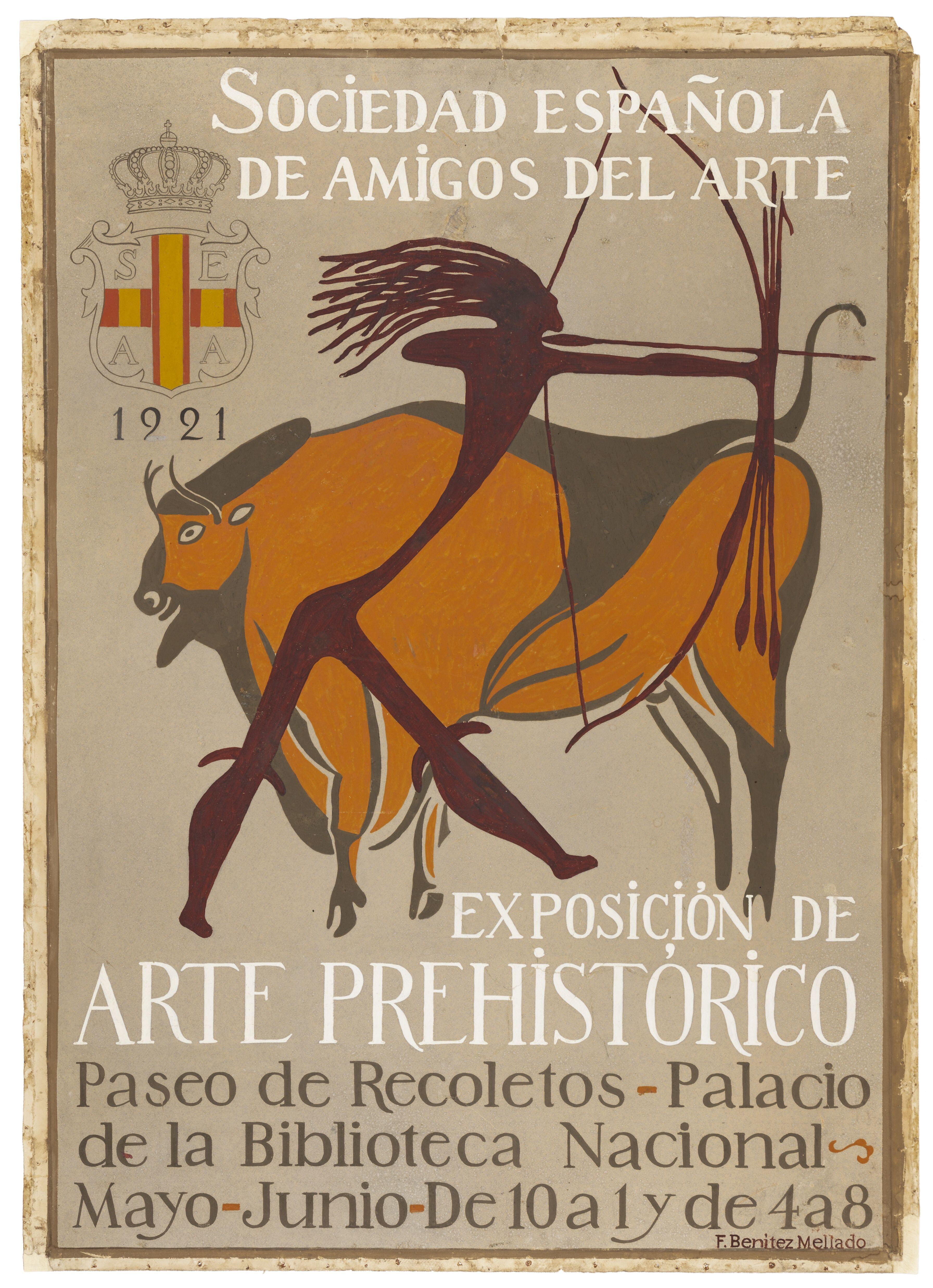 Cartel de la exposición 'Arte prehistórico español' de 1921.