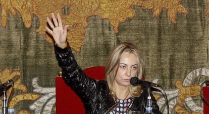 La alcaldesa Sonia Castedo durante el último pleno de Alicante.