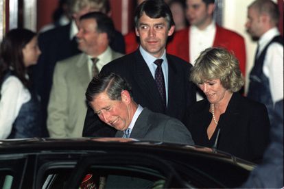 The then Prince Charles and Camilla Parker-Bowles outside the Lyric Theater in London on April 28, 1999.