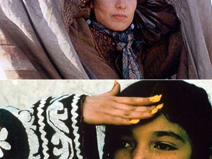 Arriba, una escena de <i>Kandahar</i>. Debajo, una de <i>El silencio</i>