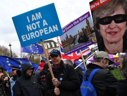 Manifestación a favor del Brexit el 14 de marzo en Londres.