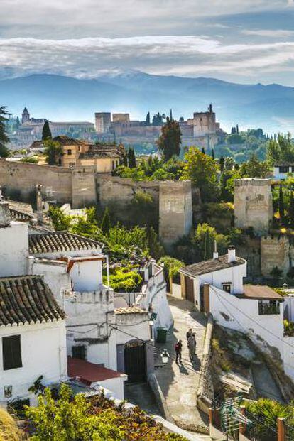La Alhambra de Granada desde el barrio del Albaicín.