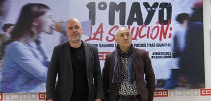 Unai Sordo, secretario general de CC OO (izquierda) y Pepe Álvarez, secretario general de UGT.
