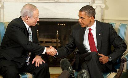El presidente de EE UU, Barack Obama, y el primer ministro israelí, Bejamin Netanyahu, durante su encuentro en la Casa Blanca.