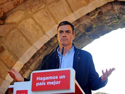 El líder del PSOE, Pedro Sánchez, en un acto de partido en Cantabria.