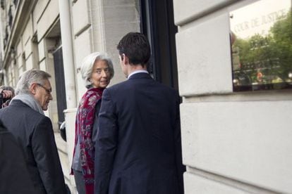 Lagarde, a su llegada este viernes a la Corte Judicial de la Rep&uacute;blica, en Par&iacute;s.