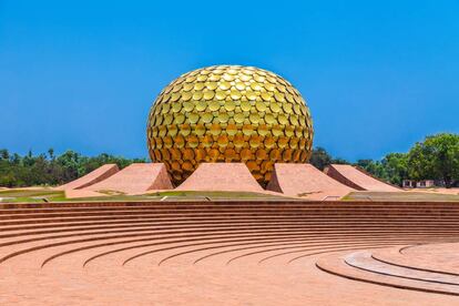 Auroville, la Ciudad del Amanecer en Puduchery, en el Estado de Tamil Nadu, en el sudeste de la India.