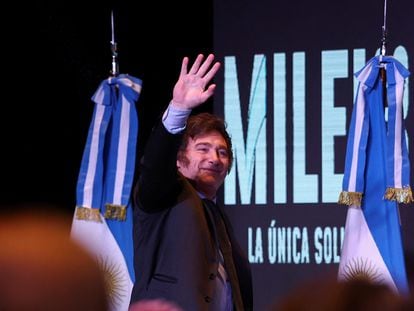 Javier Milei, presidente electo de Argentina, este domingo tras su discurso de victoria.