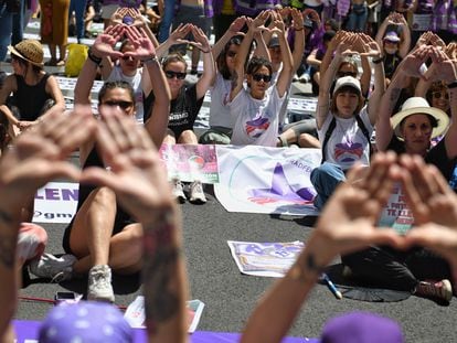 Un momento de la manifestación celebrada en Madrid el 28 de mayo para reclamar la abolición de la prostitución.