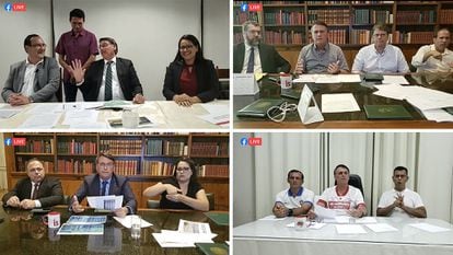 Top left, President Bolsonaro addresses the native Arnaldo (standing) on ​​this Thursday's live broadcast.  And other live broadcasts with ministers or senior officials.