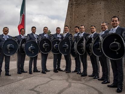 El grupo musical Mariachi Vargas en Ciudad de México, en septiembre de 2022.