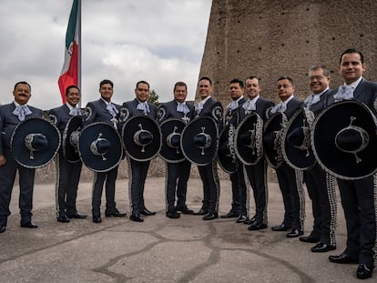 El grupo musical Mariachi Vargas en Ciudad de México, en septiembre de 2022.