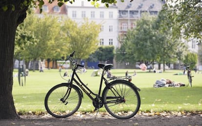 Una bicicleta en el parque de King's Gardens, en Copenhague.