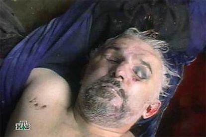Imagen del cadáver del guerrillero difundida por la televisión rusa.