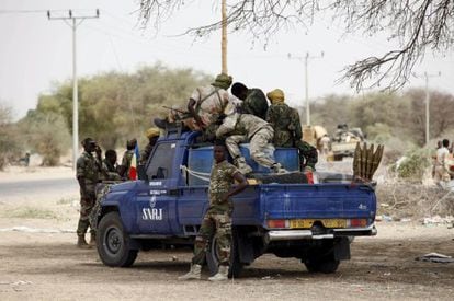 Soldados chadianos en la localidad nigeriana de Damasak, el pasado 24 de marzo.