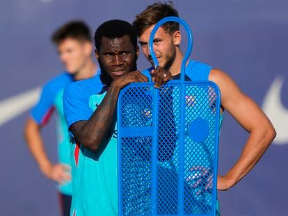 El centrocampista marfileño del Barcelona Franck Kessié, durante un entrenamiento la semana pasada.