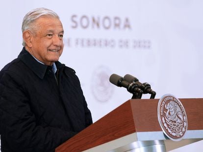 Andrés Manuel López Obrador, durante una rueda de prensa en la ciudad de Hermosillo en Sonora (México).
