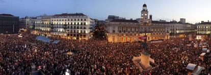 Panorámica de la Puerta del Sol al término de la marcha de Madrid.