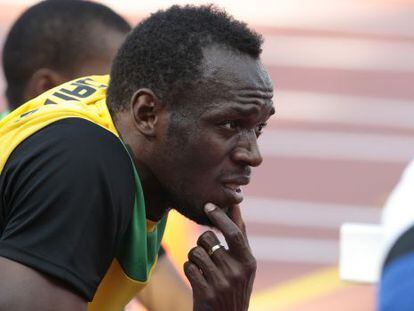 Usain Bolt durante el entrenamiento de Jamaica, el jueves en Mosc&uacute;.