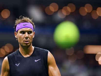 Nadal, durante el partido de semifinales del US Open contra Berrettini en Nueva York.