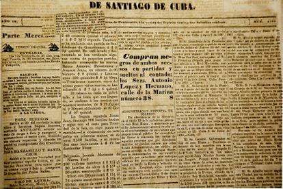 Anuncio de compra de esclavos de los hermanos López publicado en 1851 en 'El Redactor' de Santiago de Cuba.