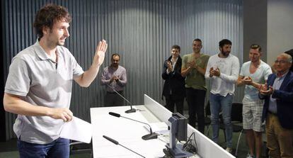 Raúl López, en la rueda de prensa de su despedida
