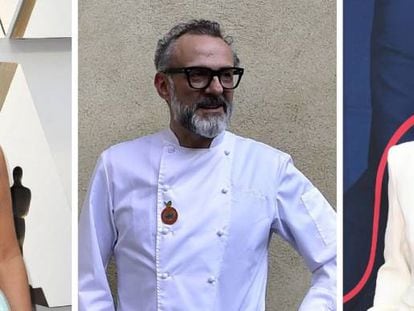 De izquierda a derecha, Yalitza Aparicio, Massimo Bottura y Sandra Oh.