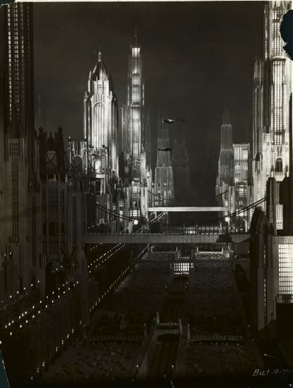 Una imagen de una Nueva York futurista en la película de 1930 'Just Imagine'.