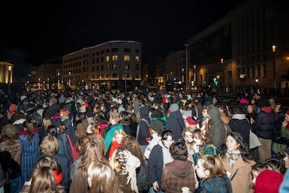 Una imagen de una protesta en Bruselas, en noviemre pasado, contra las agresiones sexuales en bares y discotecas.
