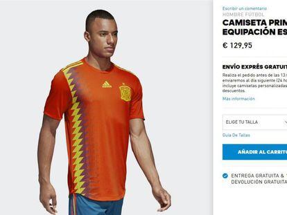 Captura de la página web de Adidas donde se vende la nueva equipación de la selección española.