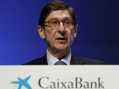 El presidente de CaixaBank, José Ignacio Goirigolzarri, en la junta general ordinaria de accionistas celebrada en Valencia en mayo pasado. 
