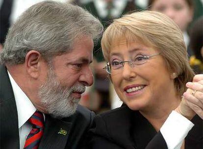 Lula (izquierda) y Bachelet, ayer durante su reunión en La Moneda.