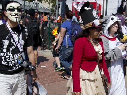 Asistentes a la Convención Internacional de Cómics que se celebra en San Diego, más conocida como Comic-Con.