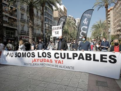 Protesta del sector hostelero en Alicante el pasado mes de febrero.