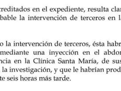 Extracto del informe del Ministerio del Interior de Chile.