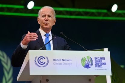 El presidente de los Estados Unidos, Joe Biden, habla durante la Conferencia de las Naciones Unidas sobre el Cambio Climático (COP26) en Glasgow (Reino Unido), el 2 de noviembre de 2021.