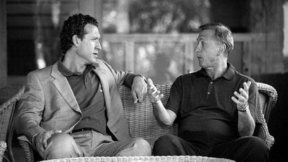 Encuentro entre Jorge Valdano y Johan Cruyff en el Hotel Muntanyá de Barcelona en julio del 2000.