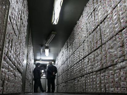 Millones de patacones, almacenados en las b&oacute;vedas del Banco de la Provincia en Buenos Aires.