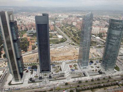 Vista a&eacute;rea de la zona empresarial de Madrid.