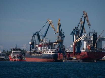 Varias embarcaciones en el Puerto de Veracruz, en agosto de 2020.