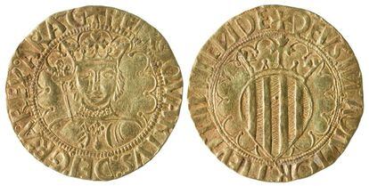 Pac&iacute;fico de oro acu&ntilde;ado en tiempos de Pere IV en el siglo XV y que se conservan en el MNAC.