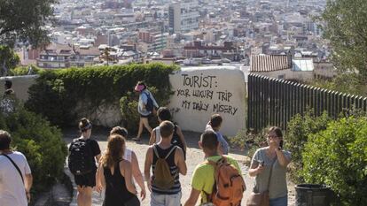 Pintadas contra los turistas en Barcelona en una foto fechada en 2017