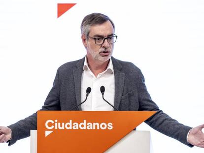 El secretario general de Ciudadanos, José Manuel Villegas, durante su comparecencia este miércoles.