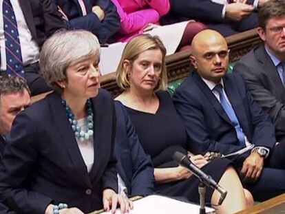 La primera ministra brit&aacute;nica, Theresa May, en el Parlamento.