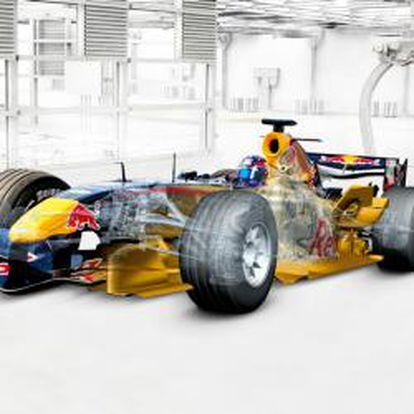 Imagen virtual de un coche de Red Bull tratado por el simulador de Siemens