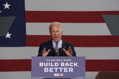 Joe Biden, durante su discurso sobre economía en Pensilvania, este jueves.